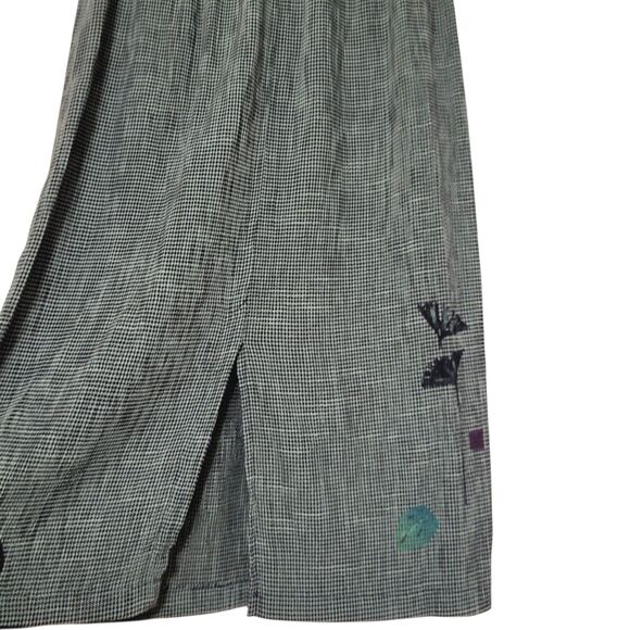 Play Alegre Hand Painted Gingham Midi Skirt S High Rise Hippie Boho- Linen Blend - Picture 5 of 9